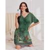 imageEkouaer Nightgowns for Women Short Sleeve Sleep Shirt V Neck Night Gown With Pockets Soft Pajamas Dress Casual SleepwearFloral Green