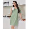 imageEkouaer Nightgowns for Women Short Sleeve Sleep Shirt V Neck Night Gown With Pockets Soft Pajamas Dress Casual SleepwearLight Green
