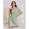 imageEkouaer Nightgowns for Women Short Sleeve Sleep Shirt V Neck Night Gown With Pockets Soft Pajamas Dress Casual SleepwearLight Green