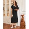 imageEkouaer Long Nightgowns for Women Short Sleeve Sleepshirt Button Sleep Dress with PocketsBlack