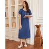 imageEkouaer Long Nightgowns for Women Short Sleeve Sleepshirt Button Sleep Dress with PocketsBlue