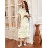 imageEkouaer Long Nightgowns for Women Short Sleeve Sleepshirt Button Sleep Dress with PocketsGreen Leaf