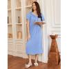 imageEkouaer Long Nightgowns for Women Short Sleeve Sleepshirt Button Sleep Dress with PocketsLight Blue