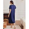 imageEkouaer Long Nightgowns for Women Short Sleeve Sleepshirt Button Sleep Dress with PocketsNavy Blue