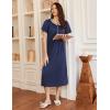 imageEkouaer Long Nightgowns for Women Short Sleeve Sleepshirt Button Sleep Dress with PocketsNavy Blue