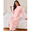imageEkouaer Women Zipper Robe Long Sleeves House Coat Soft Bathrobe Sleepwear with Pockets Housecoat LoungewearAlight Pink