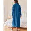imageEkouaer Women Zipper Robe Long Sleeves House Coat Soft Bathrobe Sleepwear with Pockets Housecoat LoungewearAnavy