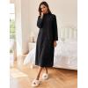 imageEkouaer Women Zipper Robe Long Sleeves House Coat Soft Bathrobe Sleepwear with Pockets Housecoat LoungewearBlack