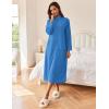 imageEkouaer Women Zipper Robe Long Sleeves House Coat Soft Bathrobe Sleepwear with Pockets Housecoat LoungewearBlue