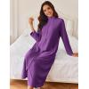 imageEkouaer Women Zipper Robe Long Sleeves House Coat Soft Bathrobe Sleepwear with Pockets Housecoat LoungewearBright Purple