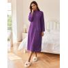 imageEkouaer Women Zipper Robe Long Sleeves House Coat Soft Bathrobe Sleepwear with Pockets Housecoat LoungewearBright Purple