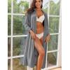 imageEkouaer Women Zipper Robe Long Sleeves House Coat Soft Bathrobe Sleepwear with Pockets Housecoat LoungewearDark Gray