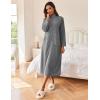 imageEkouaer Women Zipper Robe Long Sleeves House Coat Soft Bathrobe Sleepwear with Pockets Housecoat LoungewearDark Gray