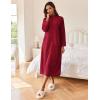 imageEkouaer Women Zipper Robe Long Sleeves House Coat Soft Bathrobe Sleepwear with Pockets Housecoat LoungewearWine Red