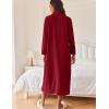 imageEkouaer Women Zipper Robe Long Sleeves House Coat Soft Bathrobe Sleepwear with Pockets Housecoat LoungewearWine Red