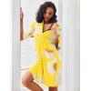 imageEkouaer Zipper Robes for Women Waffle Knit Bathrobes Short Lightweight Knee Length Loungewear with Pockets SXXLFloral Yellow