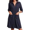 imageEkouaer Zipper Robes for Women Waffle Knit Bathrobes Short Lightweight Knee Length Loungewear with Pockets SXXLNavy Blue