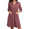 imageEkouaer Zipper Robes for Women Waffle Knit Bathrobes Short Lightweight Knee Length Loungewear with Pockets SXXLPurplish Red