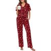 imageEkouaer Pajamas for Women Set Button Up Sleepswear 2 Piece Short Sleeve PJ Top and Long Pants Loungwear With Pocket SXXLRed Christmas Stockings