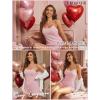 imageEKOUAER Pajama Sets for Women Lingerie Sleepwear Soft Pjs 2 Piece Cami Shorts Set U Neck Adjustable Strap NightwearLight Pink