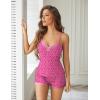 imageEkouaer Womens Pajama Sets 2 Piece Lingerie Sleepwear Cute Cami Shorts Pjs Set Soft V Neck Lace Trim NightwearHot Pink Leopard