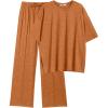 imageEkouaer Lounge Sets for Women Short Sleeve Pullover Tops and Long Pants Soft Pajamas Set 2 Piece Outfits SXXLCamel
