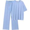 imageEkouaer Lounge Sets for Women Short Sleeve Pullover Tops and Long Pants Soft Pajamas Set 2 Piece Outfits SXXLClear Blue