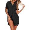 imageEkouaer Nightgowns for Women Button Down V Neck Sleepshirt Short Sleeve Nursing Dress SXXLBlack