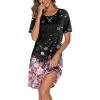 imageEkouaer Nightgowns for Women Short Sleeve Sleep Shirts Crewneck Night Shirts Soft Sleepwear Caual T Shirt Sleep DressCherry Blossoms