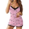 imageEkouaer Womens Pajama Sets 2 Piece Lingerie Sleepwear Cute Cami Shorts Pjs Set Soft V Neck Lace Trim NightwearLove