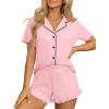 imageEkouaer Womens Pajama Sets Button Down Short Sleeve Top and Shorts Cute Pjs Sets SleepwearPink