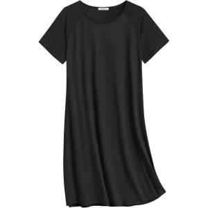 imageEkouaer Nightgowns for Women Cotton Sleep Shirts Short Sleeve Nightshirt Crew Neck Night Gown Comfy Sleepwear NightdressBlack