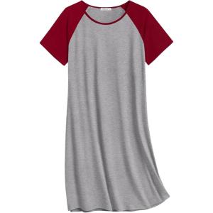 imageEkouaer Nightgowns for Women Cotton Sleep Shirts Short Sleeve Nightshirt Crew Neck Night Gown Comfy Sleepwear NightdressLight Grey
