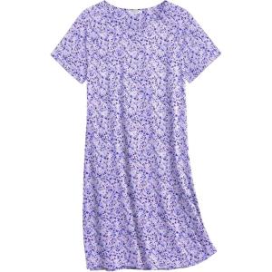 imageEkouaer Nightgowns for Women Cotton Sleep Shirts Short Sleeve Nightshirt Crew Neck Night Gown Comfy Sleepwear NightdressPurple Abstract Dots