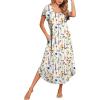 imageEkouaer Long Nightgowns for Women with Pockets Short Sleeves Moo Moos for Women Casual Maxi Dress House Dresses SXXXLWhite Flowers