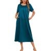 imageEkouaer Womens House Dress with Pockets Long Nightgowns for Women House Dress Pleated Front Moo Moos for Women SXXXLBlue Green