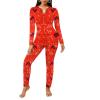 imageEkouaer Womens Onesie Adult Button One Piece Pajama Long Sleeve Onesie Pajamas Jumpsuit Sleepwear for WomenChristmas Symbols