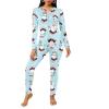 imageEkouaer Womens Onesie Adult Button One Piece Pajama Long Sleeve Onesie Pajamas Jumpsuit Sleepwear for WomenSnowman