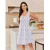 image:imageEkouaer Cotton Nightgowns for Women Sleeveless Night Gown Tank Sleep Shirts Pleated Night Shirts V Neck ChemiseFloral Purple