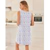 image:imageEkouaer Cotton Nightgowns for Women Sleeveless Night Gown Tank Sleep Shirts Pleated Night Shirts V Neck ChemiseFloral Purple