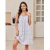 image:imageEkouaer Cotton Nightgowns for Women Sleeveless Night Gown Tank Sleep Shirts Pleated Night Shirts V Neck ChemiseFloral Purple