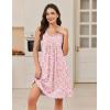 image:imageEkouaer Cotton Nightgowns for Women Sleeveless Night Gown Tank Sleep Shirts Pleated Night Shirts V Neck ChemiseFloral White Purple