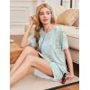 image:imageEkouaer Nightgowns for Women 2 Pack Bamboo Viscose Sleep Shirts Short Sleeve Nightshirt Comfy Sleepdress Soft SleepwearBlackGreen Daisy
