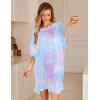 image:imageEkouaer Plus Size Nightgowns for Women Bamboo Viscose Sleepshirts Short Sleeve Nightshirt Oversized Sleepwear SleepdressBlue  Purple Tie Dye