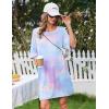 image:imageEkouaer Plus Size Nightgowns for Women Bamboo Viscose Sleepshirts Short Sleeve Nightshirt Oversized Sleepwear SleepdressBlue  Purple Tie Dye