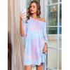 image:imageEkouaer Plus Size Nightgowns for Women Bamboo Viscose Sleepshirts Short Sleeve Nightshirt Oversized Sleepwear SleepdressBlue  Purple Tie Dye