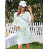 image:imageEkouaer Plus Size Nightgowns for Women Bamboo Viscose Sleepshirts Short Sleeve Nightshirt Oversized Sleepwear SleepdressCyan White Florals