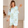 image:imageEkouaer Plus Size Nightgowns for Women Bamboo Viscose Sleepshirts Short Sleeve Nightshirt Oversized Sleepwear SleepdressCyan White Florals