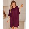 image:imageEkouaer Plus Size Nightgowns for Women Bamboo Viscose Sleepshirts Short Sleeve Nightshirt Oversized Sleepwear SleepdressDark Red