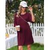 image:imageEkouaer Plus Size Nightgowns for Women Bamboo Viscose Sleepshirts Short Sleeve Nightshirt Oversized Sleepwear SleepdressDark Red